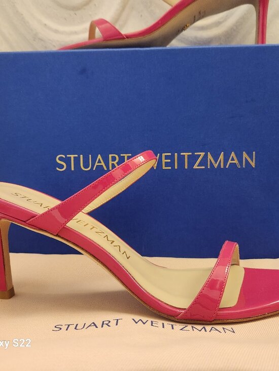 Stuart Weitzman Shoes - Stuart Weitzman Aleena 75 Pink Patent Leather Heel Sandals. NIB. Size 7.5